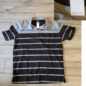 NEW WITH TAGS! New Men's Polo Shirt Men's Large Polo Gray Black Blue Striped